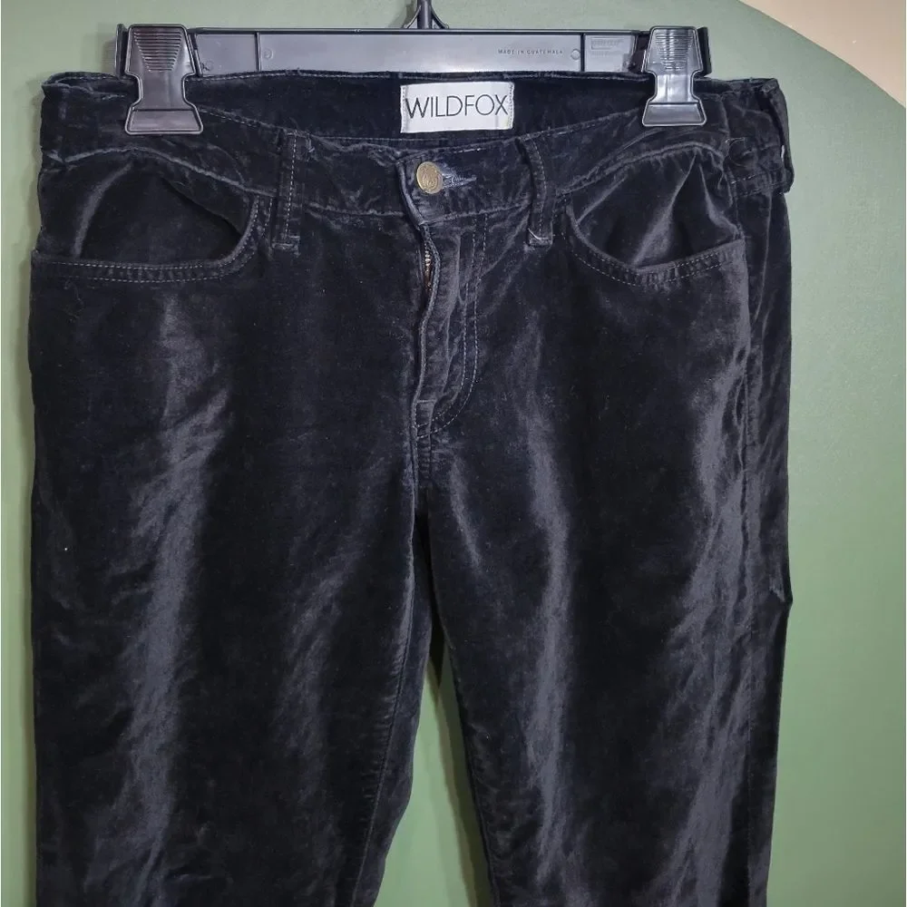 WILDFOX Size 30 Black Velvet Marianne Skinny Jeans - Picture 5 of 5